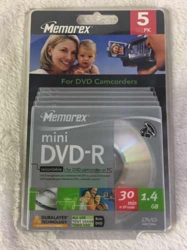 Memories 5 Pack Mini DVD-R For DVD Camcorders Or PC