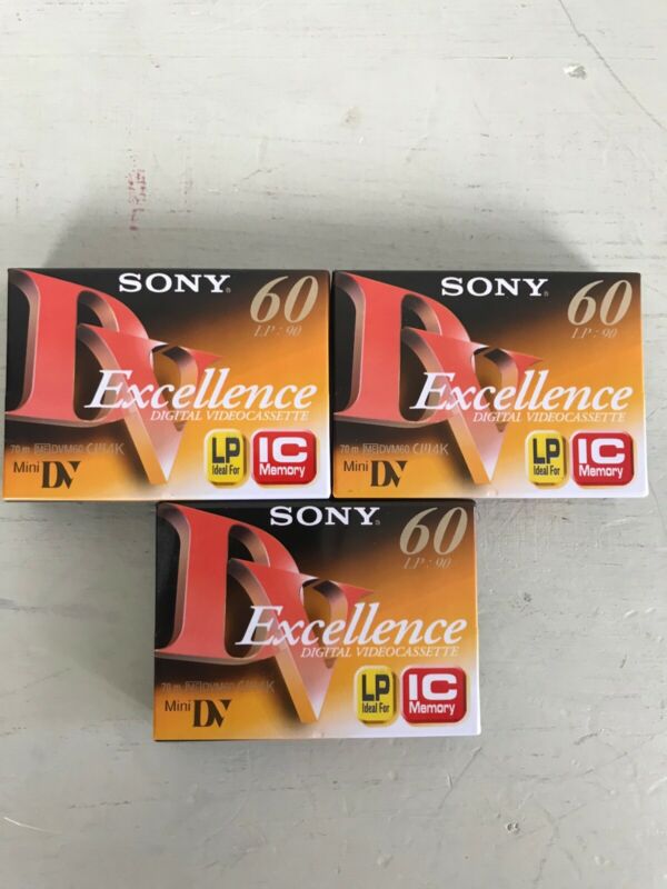 3 Sony Excellence 60 Minute MiniDV Camcorder Video Tapes New Sealed