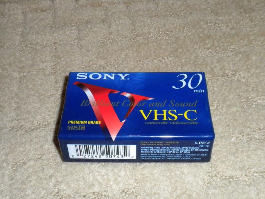 Sealed Sony VHS-C Camcorder Videocassette Tape 30/90 Min Premium Grade Japan