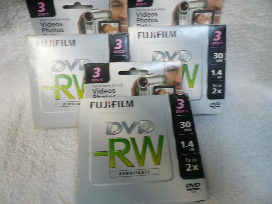 3Each..3-Pak FujiFilm 8cm DVD-RW 1.4GB 30-Min in Cases fits Sony/Canon Total 9