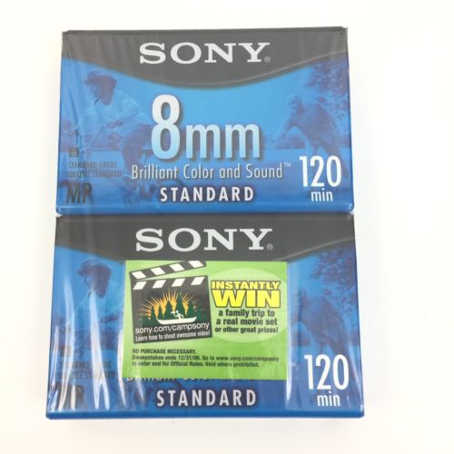 Sony 8mm Standard 120 min Video Cassette Tapes NEW SEALED 2 PACK #3643