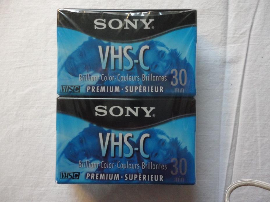 SONY VHS-C 30 Minute Premium Camcorder Blank Tapes TC 30VHGL NEW SEALED Two Pack