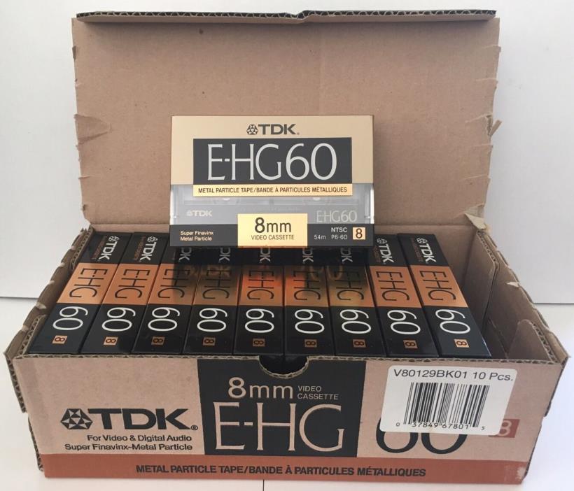 Lot of 10 TDK 8mm E-HG60 Tapes - Metal P6-60EHG - Camcorder Cassette Videotape