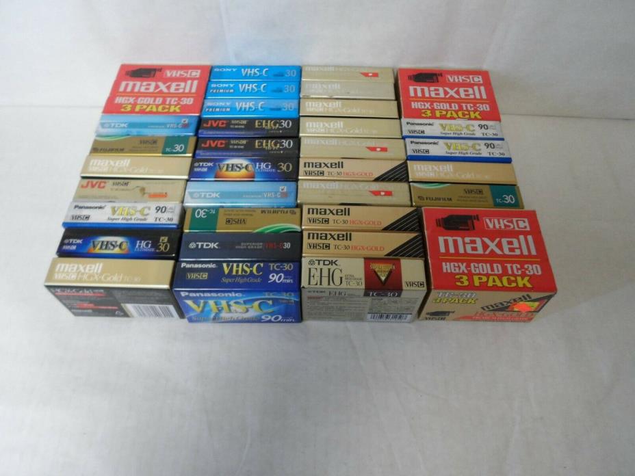 Mixed Brand Lot of 40 New Sealed Camcorder Videocassette Blank Tape TC-30 VHS-C