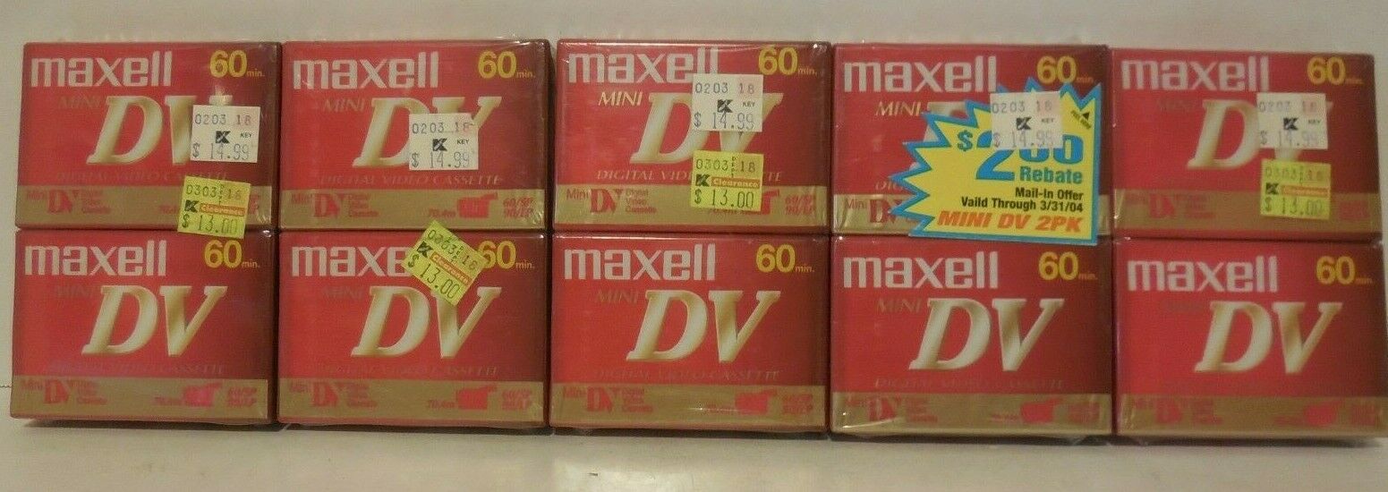 10 MAXELL Mini DV Digital Video Cassette 60 Min Blank Tapes Factory Sealed Lot