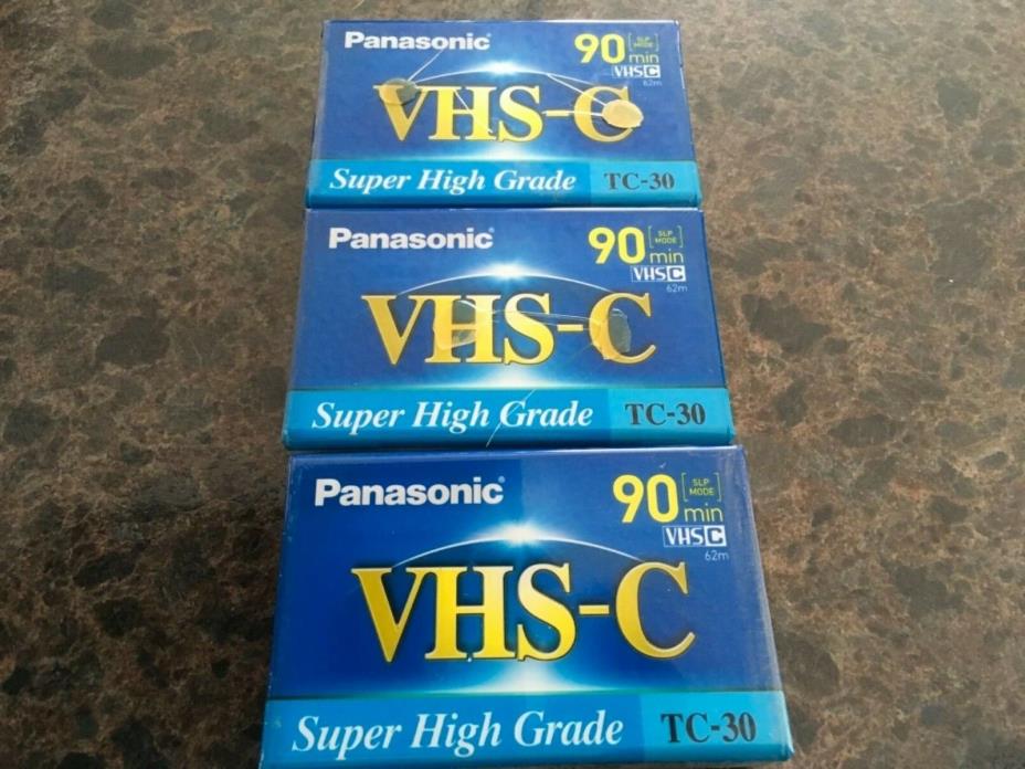 New Panasonic VHS-C 90 Min Tape TC-30 Super High Grade Tape lot of 3
