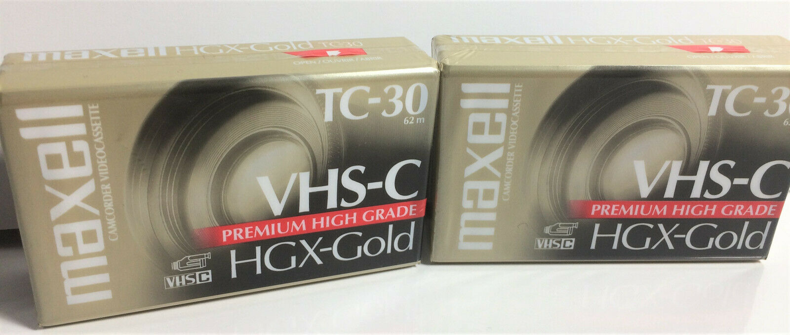 Maxel TC-30 VHS-C Premium High Grade HGX-Gold Lot of 2 Camcorder Tapes