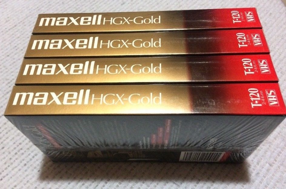 4 Maxwell Premium High Grade Recordable VHS HGX Gold T-120 246m Blank Video Tape