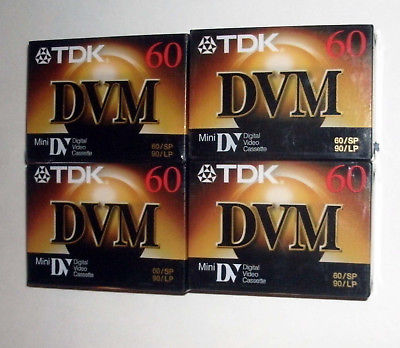 Lot of 4 TDK DVM 60 Mini DV Digital Video Cassettes Sealed DVM60 Camcorder Tapes
