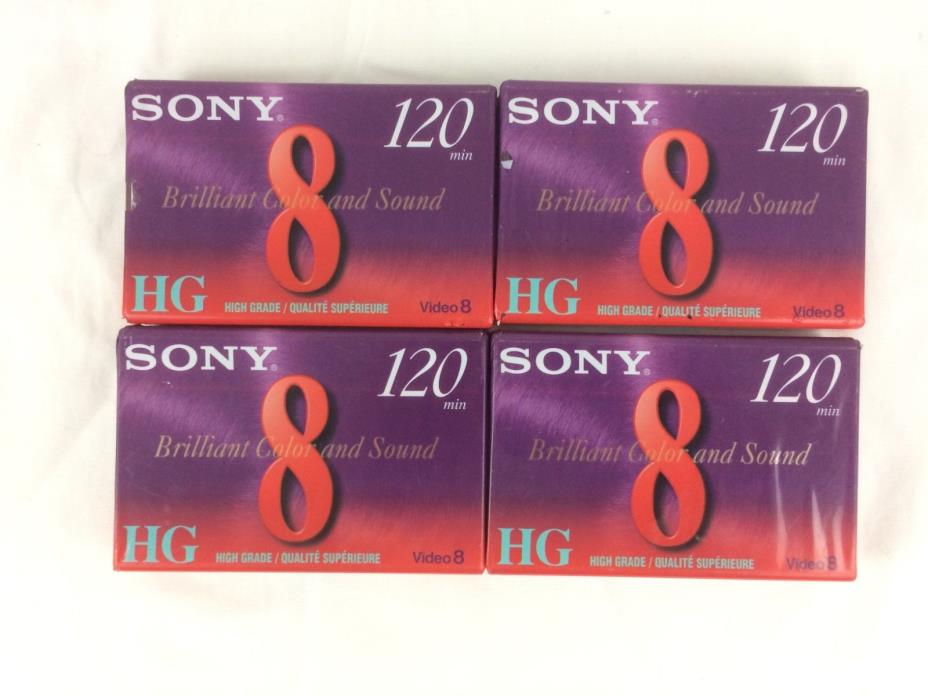 Lot Of 4 Sony HG 120 Video 8 Camcorder Video Tape New Sealed