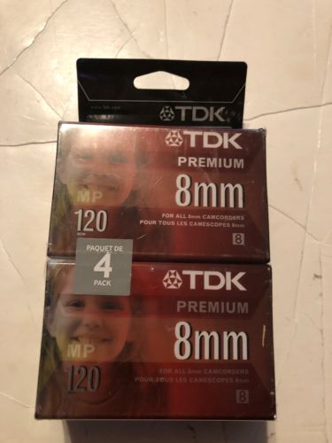 TDK Premium 8mm Camcorder Tapes MP 120 4-pack New Factory Sealed