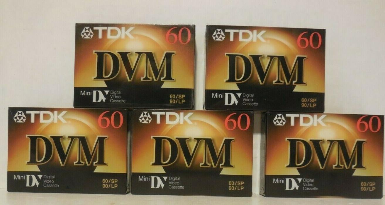5 Sealed TDK DVC Superior Grade Camcorder Digital Video Tapes Mini DV 60 Min