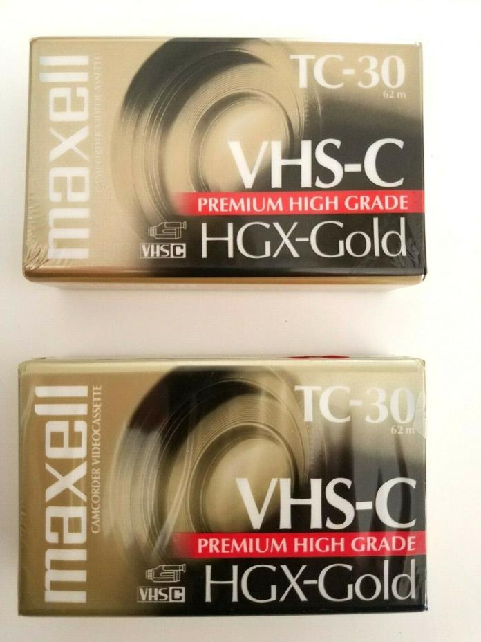 2 New Camcorder Viedo Cassette Maxell VHS-C HGX-Gold  Preium High Grade TC-30