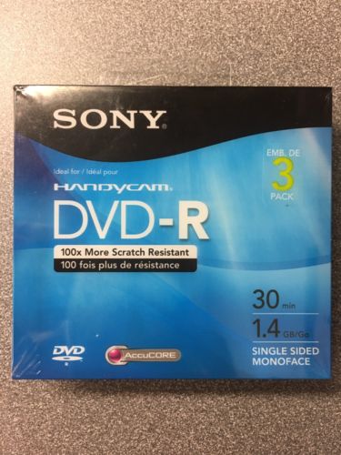BRAND NEW!!! SONY HANYDCAM DVD-R 3 PACK  30MIN 1.4GB MINI DVD'S
