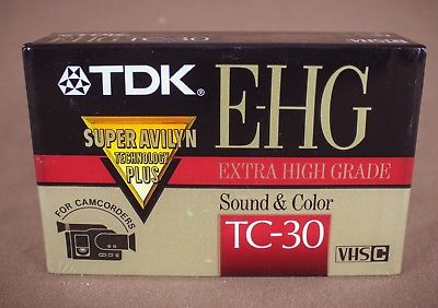 TDK EHG  tc-30 Extra HIgh Grade VHS tapes * Set of FIVE * NEW * Camera