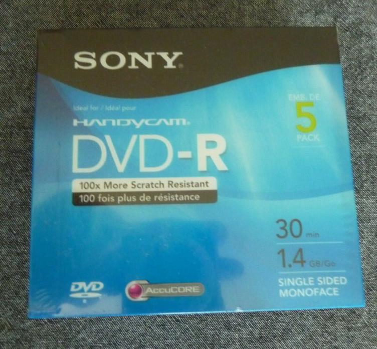 Sony Handycam DVD-R Mini 5-Pack 60-Minute Double Sided 2.8 GB OEM Blank AccuCORE