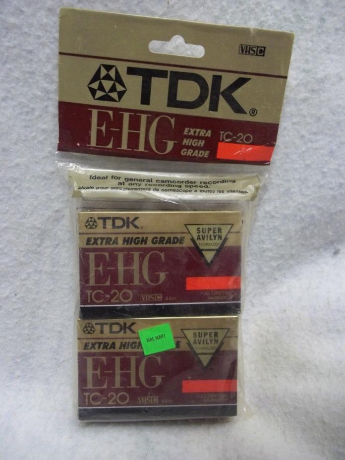 NEW 2 TDK VHS-C E-HG TC-20 BLANK CAMCORDER VIDEO RECORDING CASSETTE TAPES