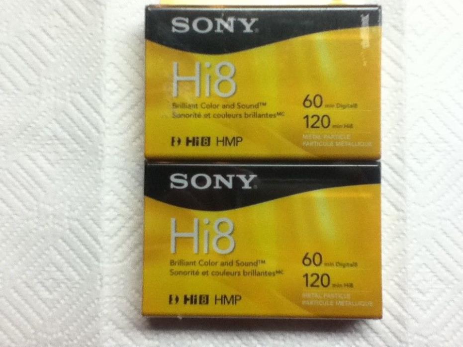 2 Factory Sealed Sony Hi8 HMP Digital 8 Tape 60/120 Minute Video Tape  Free Ship