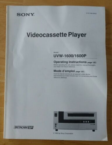 Sony UVW-1600/1600P Betacam SP Operating Instructions Manual - ORIGINAL