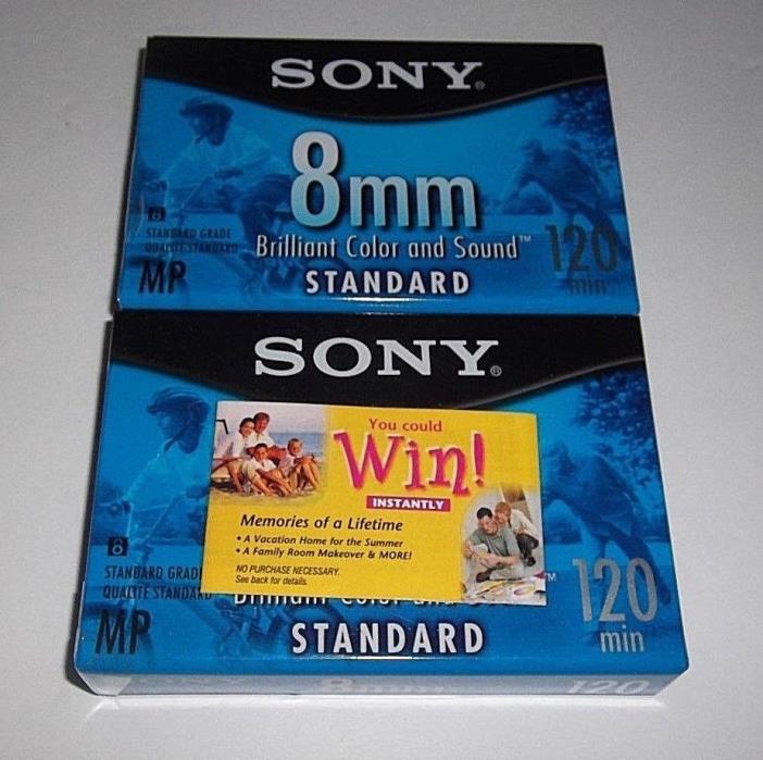 NEW Sony 8mm Standard 120 min P6120MPL Video Cassette Tapes 2 PACK SEALED