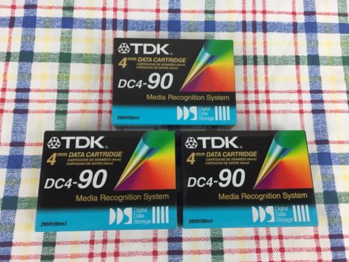New lot of 3 TDK DC4-90 4mm Data Cartridge Tape