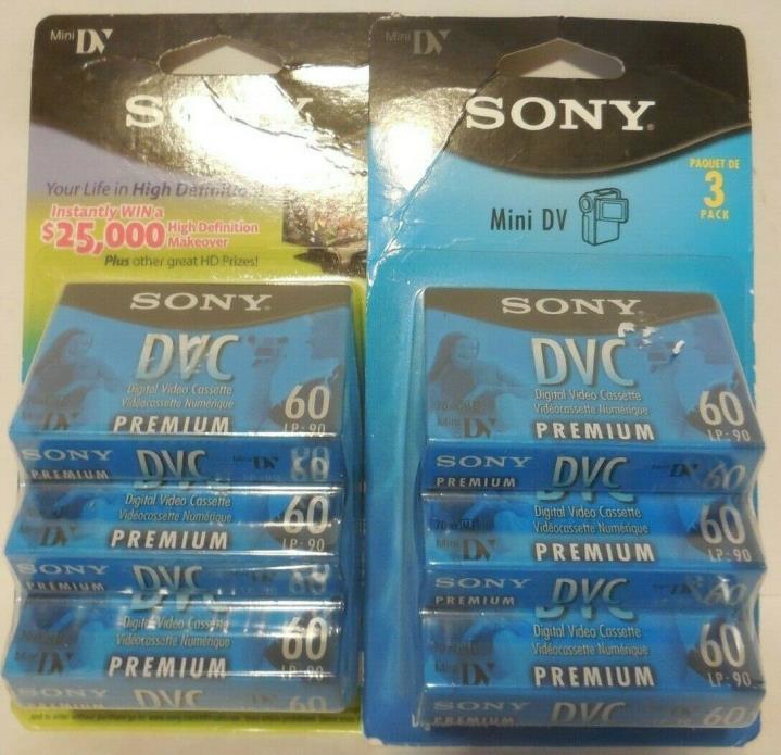 2 Packages of 3 Sony Mini DVC Tapes Digital Video Cassette Premium 60 90 Sealed