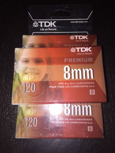 Lot Of 3 TDK Premium 8mm Tapes for Camcorders. MP 120 Min.