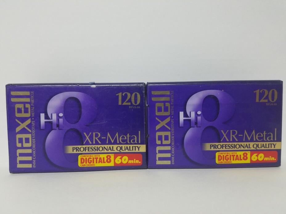 NEW Maxell 120 XR-Metal 60 min. 8MM Camcorder Video Tape (2)