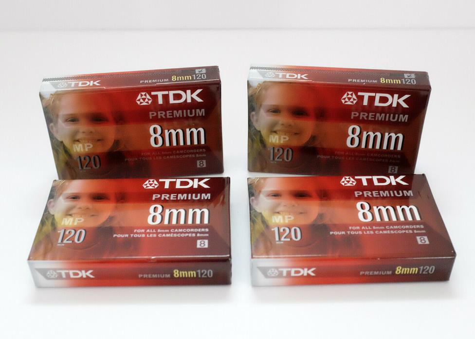 New TDK Premium 8mm Video Camcorder Cassette Tape 120 min LOT 4 Sealed