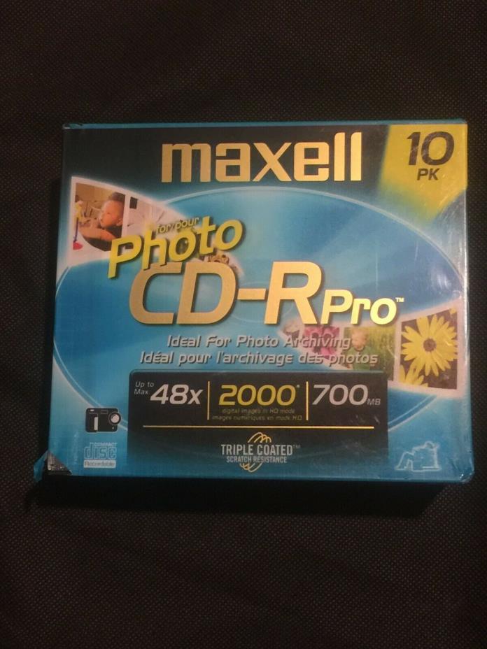 10-Pack Maxell Photo CD-R Pro Compact Disc 48x 2000 Digital Images 700MB SEALED