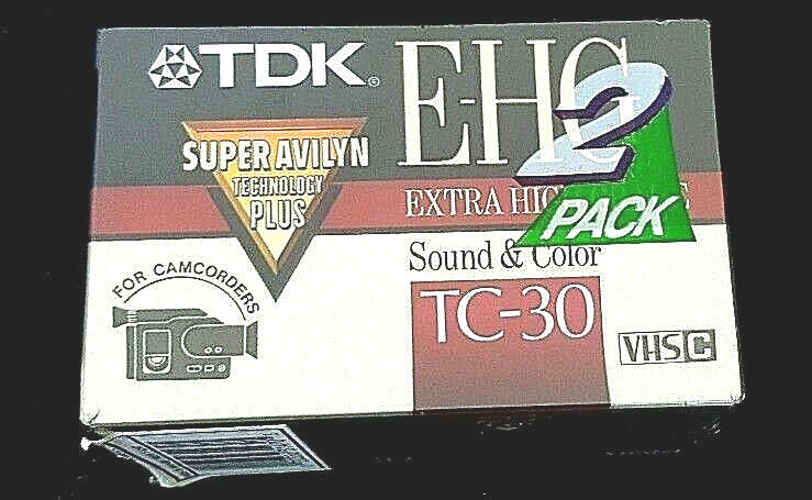 TDK E-HG Extra High Grade Sound And Color TC-30 VHS-C Camcorder Tapes 2 Pack