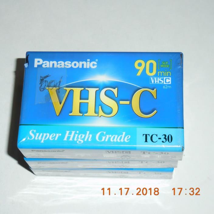 Panasonic VHS-C - TC-30 - 90min - SLP - Super High Grade Videocassette - 3 Pack