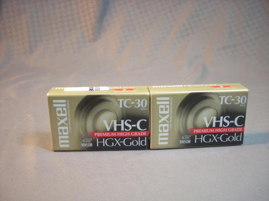 Lot Of 2 Maxell TC-30 VHS-C Premium High Grade HGX-Gold Sealed New