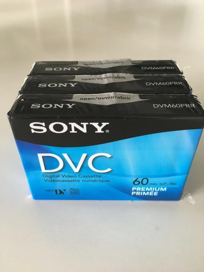 Sony Mini DVC Tapes Digital Video Cassette 3 Pack Premium 60min LP 90 Min NEW!