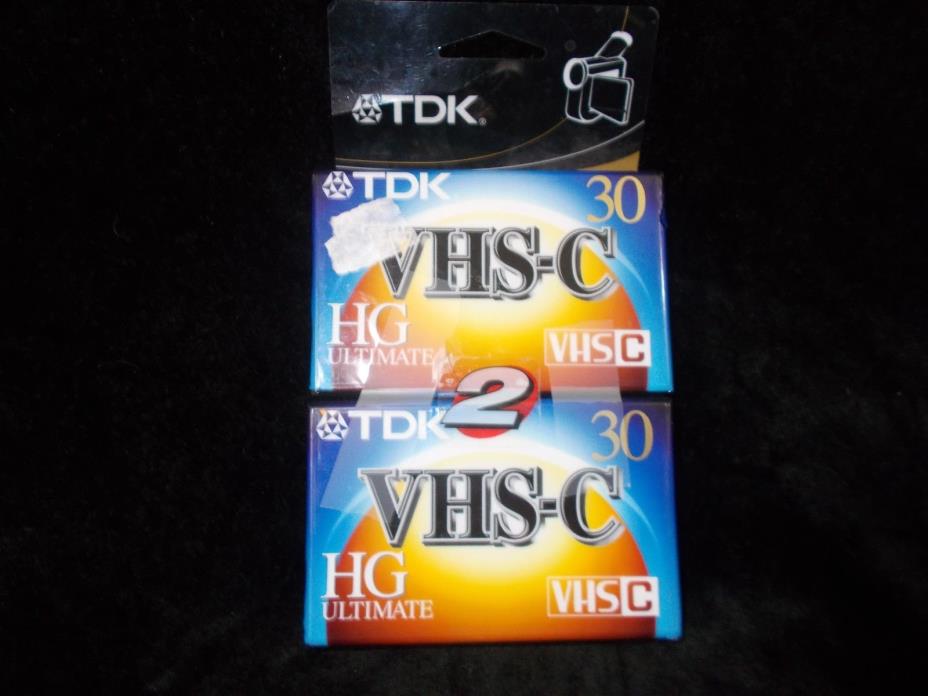 2 New SEALED TDK TC30 Blank VHS-C CAMCORDER Video Cassette Tape HG Ultimate