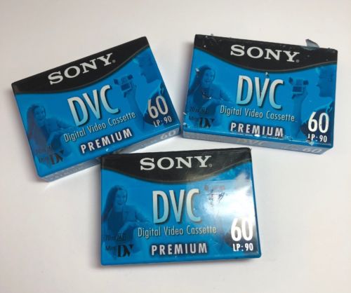 Lot Of 3 NEW Sony DVC Digital Video Cassette Tape 60 min LP 90 Premium DVM60PRL
