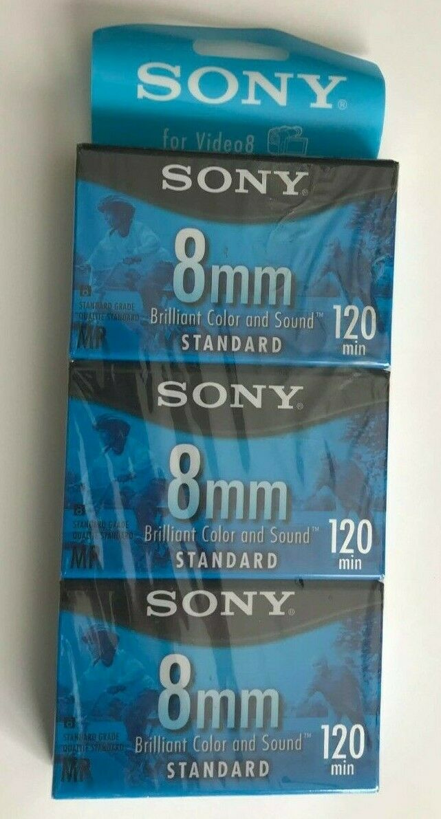 3- Pack NEW SONY 8mm Standard Video Cassette Tapes P6-120MPL Factory Sealed