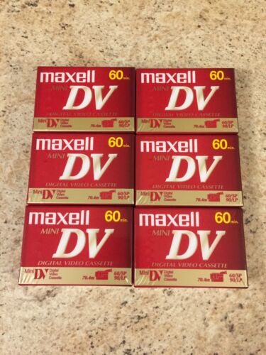 MAXELL Mini DV Blank Tapes 60 Minute Video Cassettes New Factory Sealed Lot Of 6