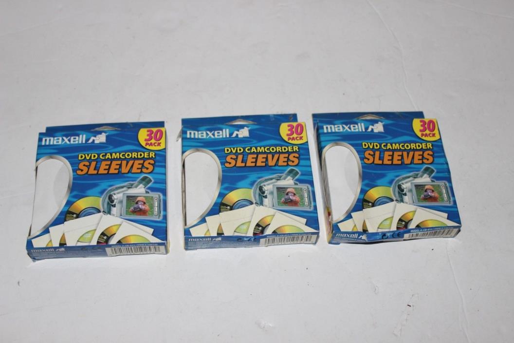 Lot of 3 30 Pack Maxell DVD Camcorder Sleeves Video Recorder 90 CD 3 1/2