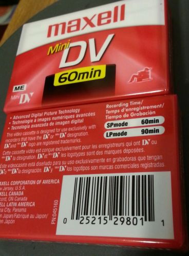 Maxell – Mini DV 60 90 min DVM60SE – 2 New Factory Sealed Free Ship