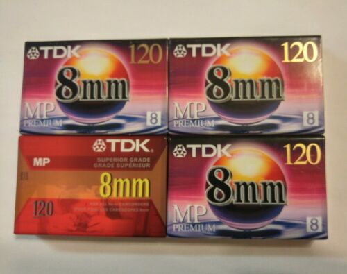 TDK 120 Min 8MM Camcorder Video Cassettes Superior & Premium Grade Lot of 4 NEW