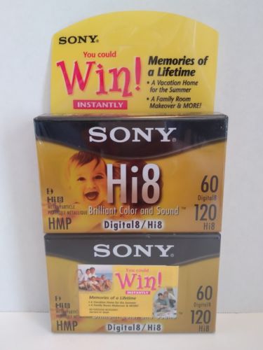 Sony Hi8 P6-120HMPL 2 Pack Camcorder Video Cassette Tape Digital 8 HMP Sealed