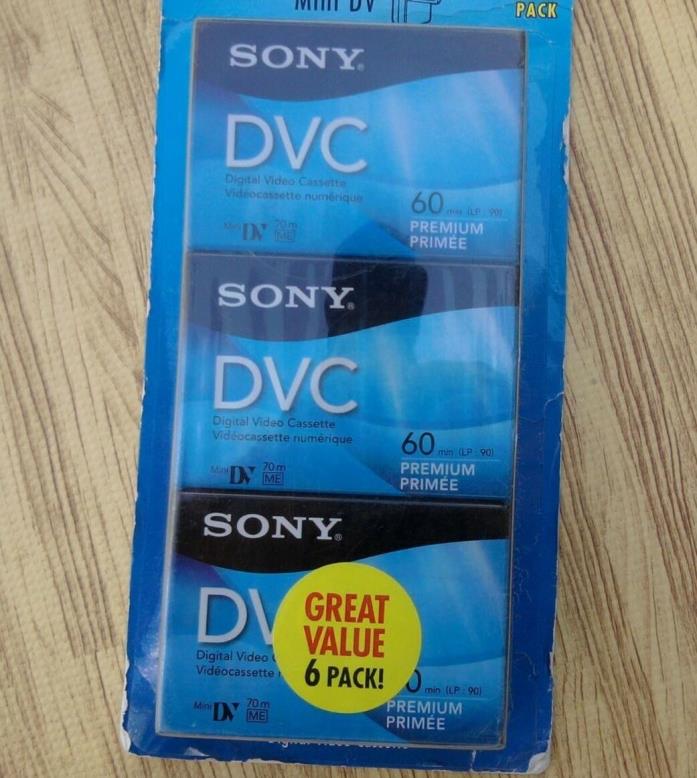 Sony DVC MiniDV Mini DV Tape Set of 6 ~ New ~ 60 Minutes