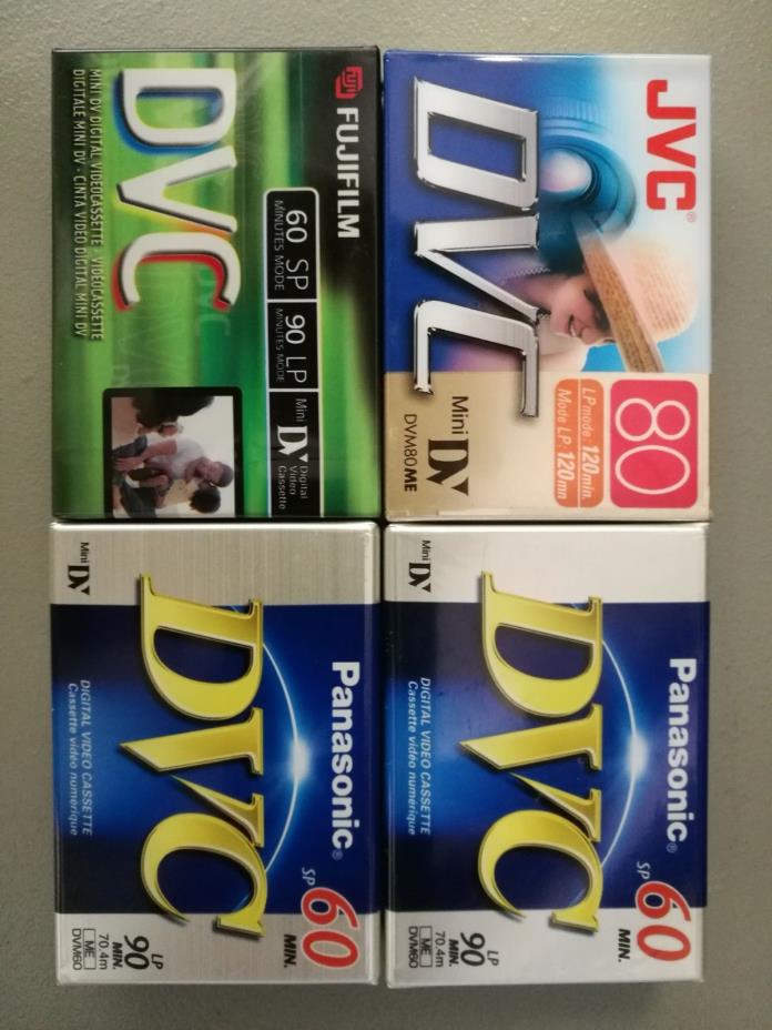 Mixed Lot of 4 Mini DV Cassette Tapes - Panasonic JVC Sealed R12