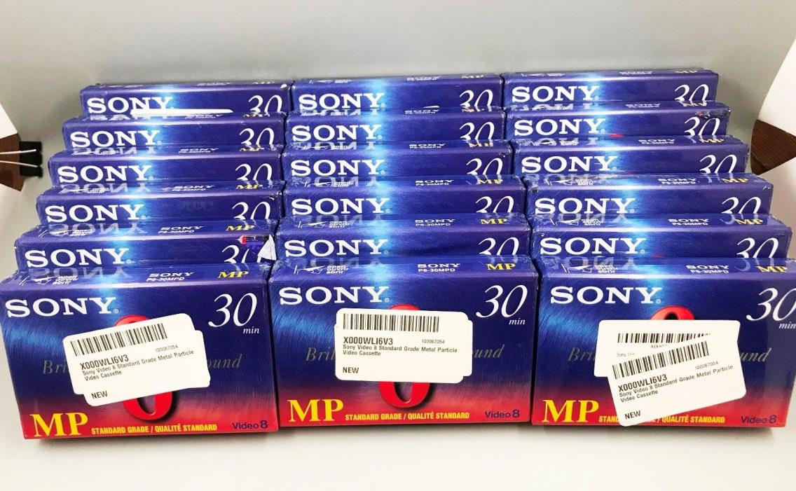 Lot of 18 Sony P6-30MP 8mm Video 8 Cassette Tape 30 Minutes | Brand New Sealed