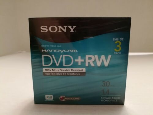 BRAND NEW! SEALED! 3-Pack Sony Handycam DVD+RW (30 min/1.4 GB) DVD-Rewritable