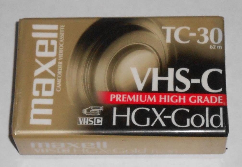 Maxell VHS-C, TC-30 HGX-Gold Camcorder Videocassette (1) Sealed NEW