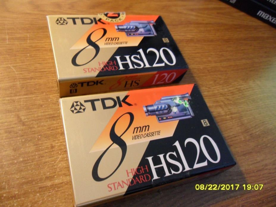 LOT OF 2 TDK HS120 8MM 120MIN CAMCORDER VIDEO CASSETTE TAPES L@@K!!!