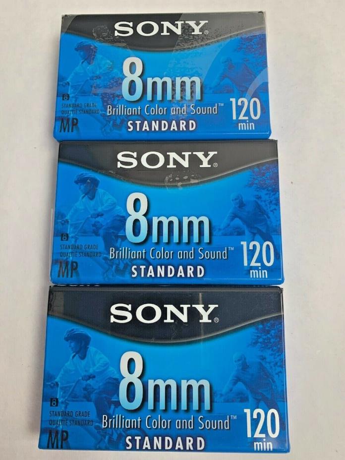 Sony 3 Pack 8mm Standard 120 Minute Blank Camcorder Tapes Sealed