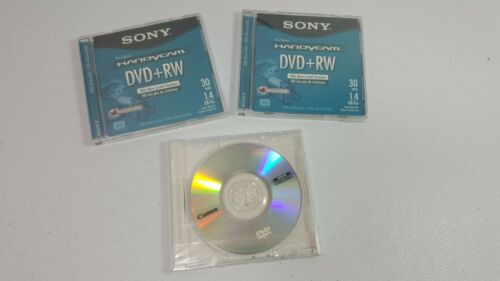 3 Pk DVD-R Disc Sealed Camcorder 30 min 1.4 GB Single Sided 2 Sony and 1 Canon